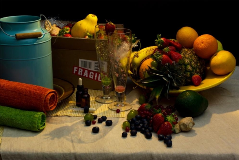 Diets of celebrities in a funny photo project