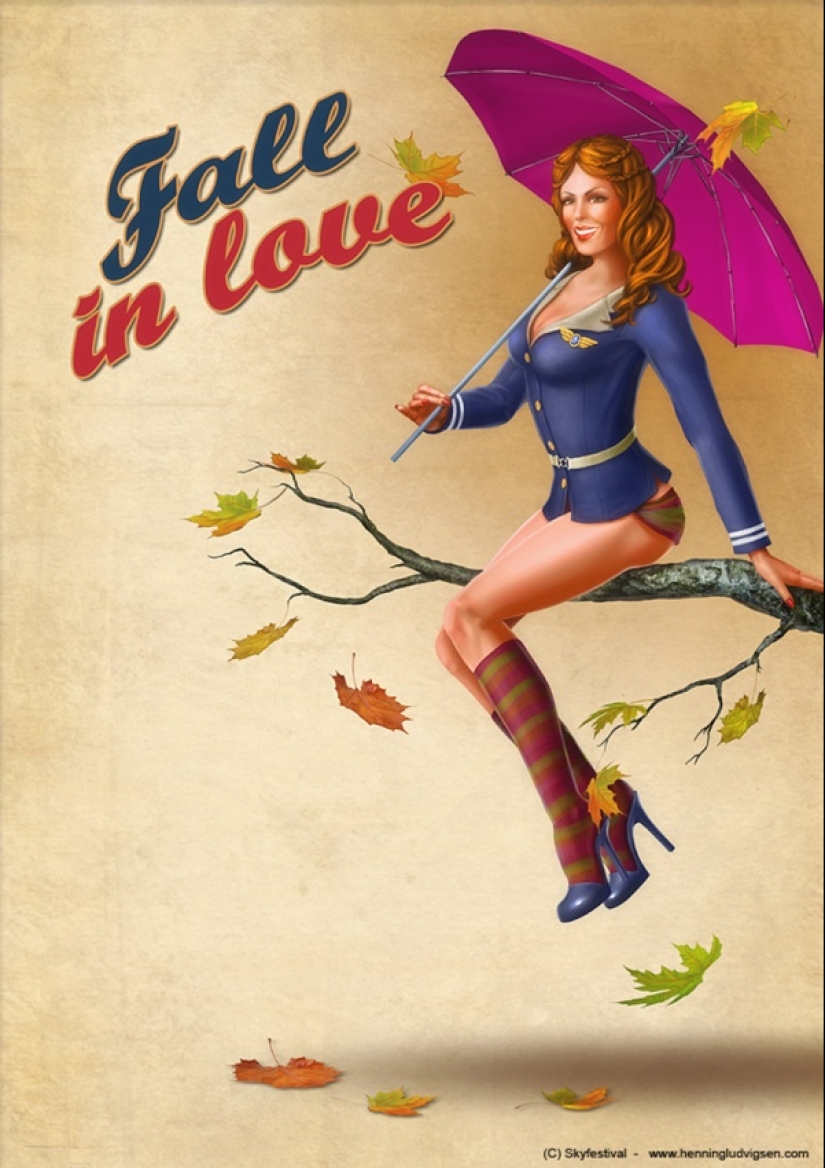 Divertido arte pin-up noruego del ilustrador Henning Ludvigsen Divertido arte pin-up noruego del ilustrador Henning Ludvigsen