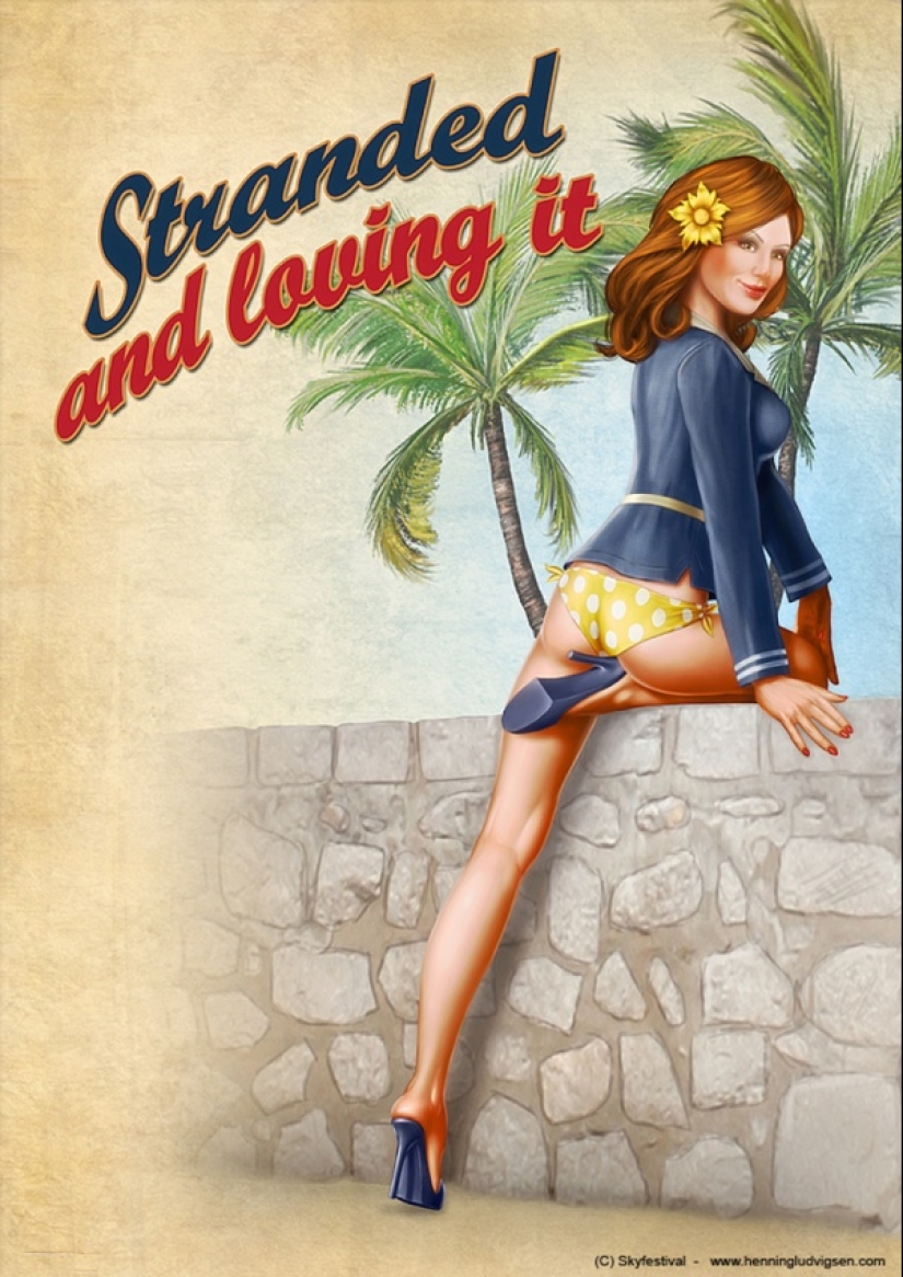 Divertido arte pin-up noruego del ilustrador Henning Ludvigsen Divertido arte pin-up noruego del ilustrador Henning Ludvigsen