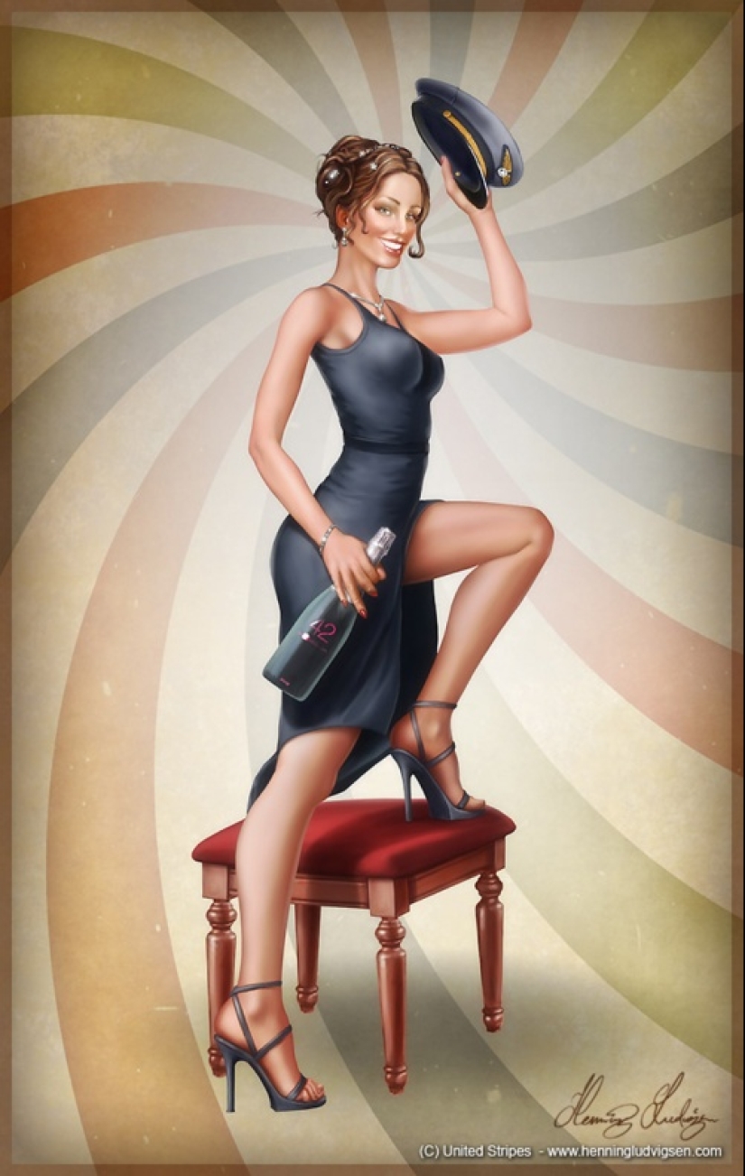 Divertido arte pin-up noruego del ilustrador Henning Ludvigsen Divertido arte pin-up noruego del ilustrador Henning Ludvigsen