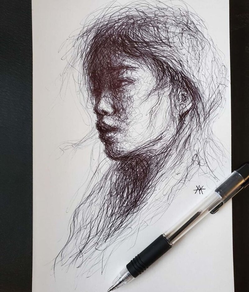 Doodle Liz Y Ahmet: artist creates unusual portraits of women from Karakul