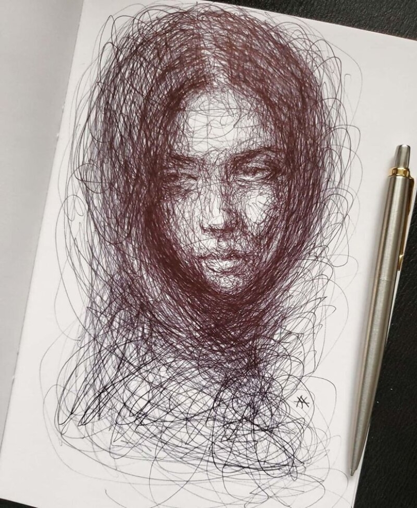 Doodle Liz Y Ahmet: artist creates unusual portraits of women from Karakul