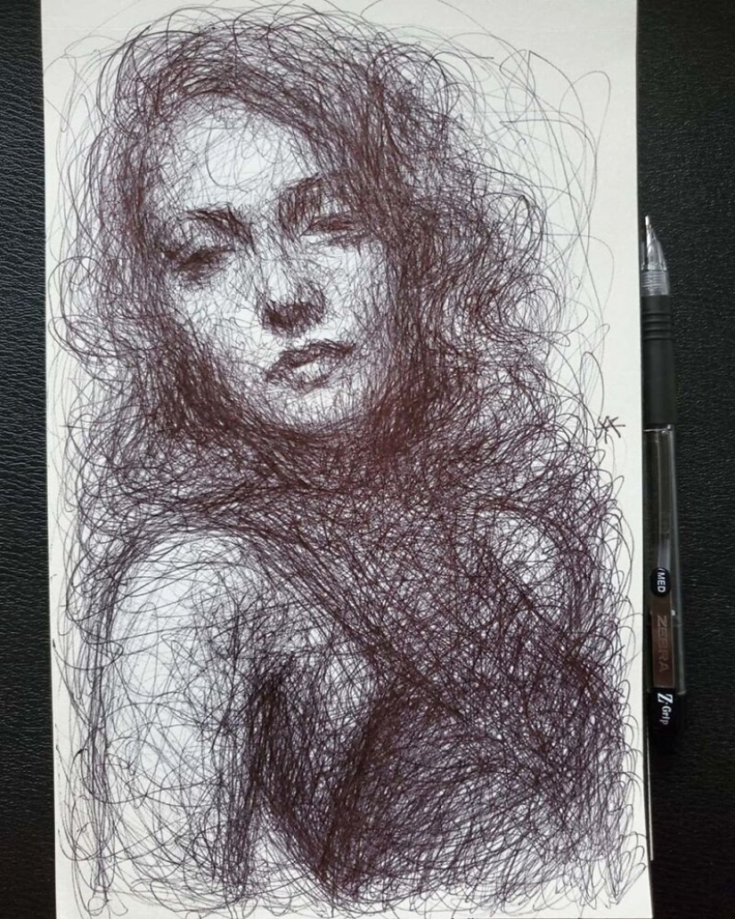 Doodle Liz Y Ahmet: artist creates unusual portraits of women from Karakul