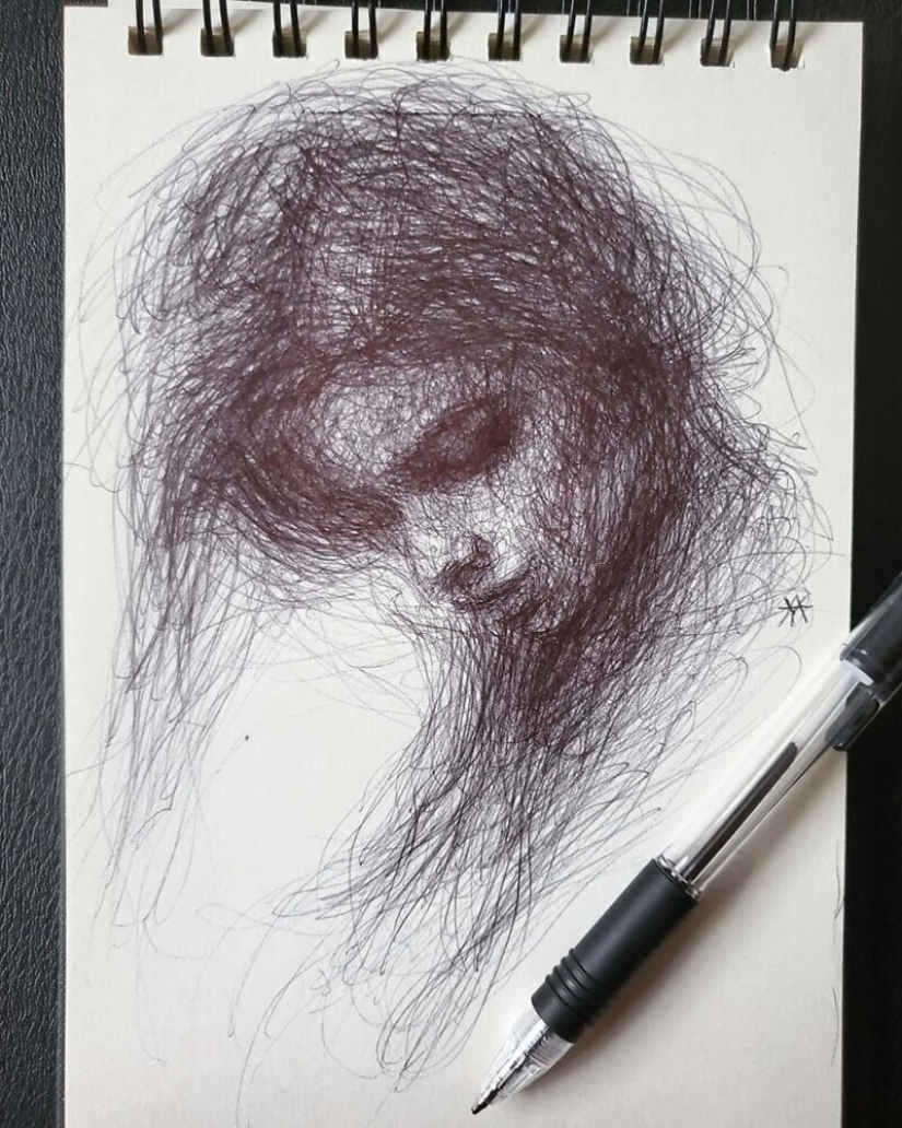 Doodle Liz Y Ahmet: artist creates unusual portraits of women from Karakul