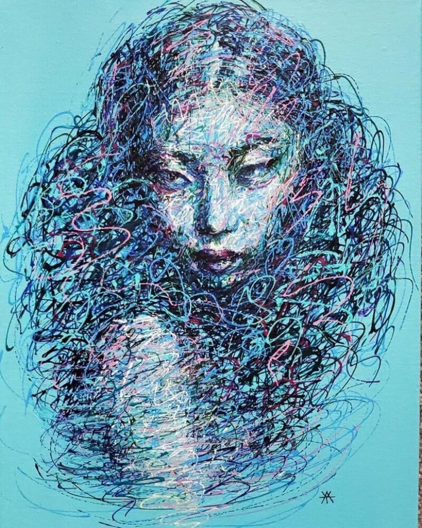 Doodle Liz Y Ahmet: artist creates unusual portraits of women from Karakul