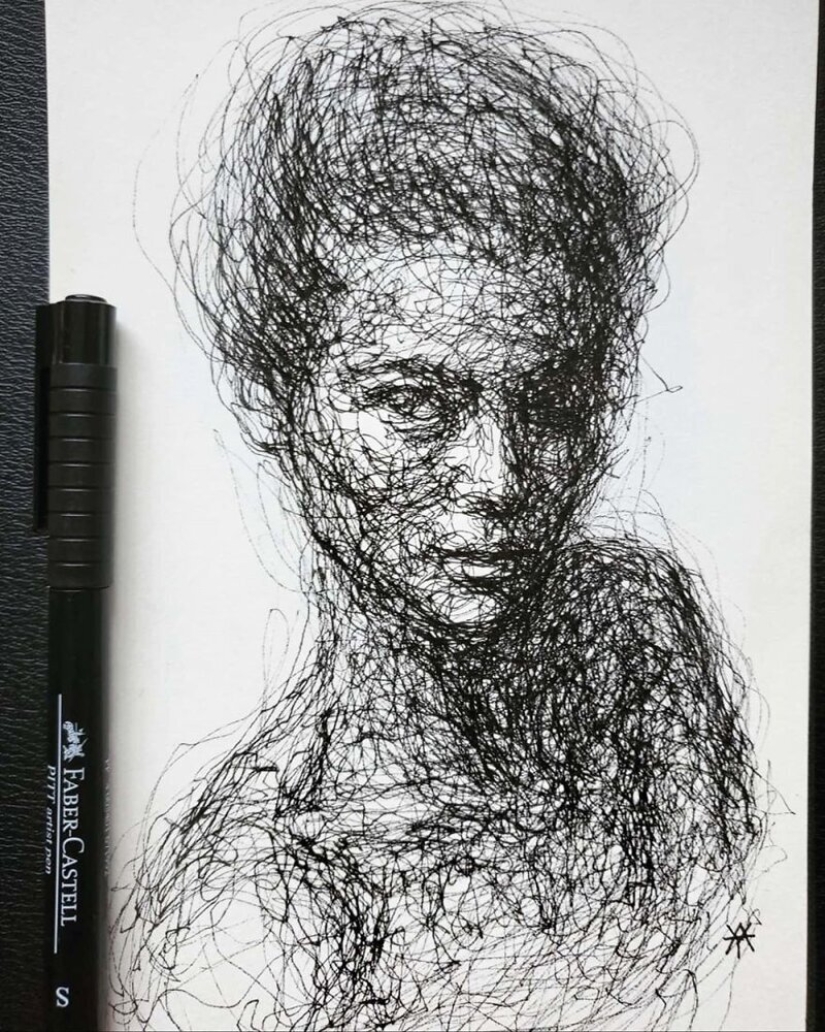 Doodle Liz Y Ahmet: artist creates unusual portraits of women from Karakul