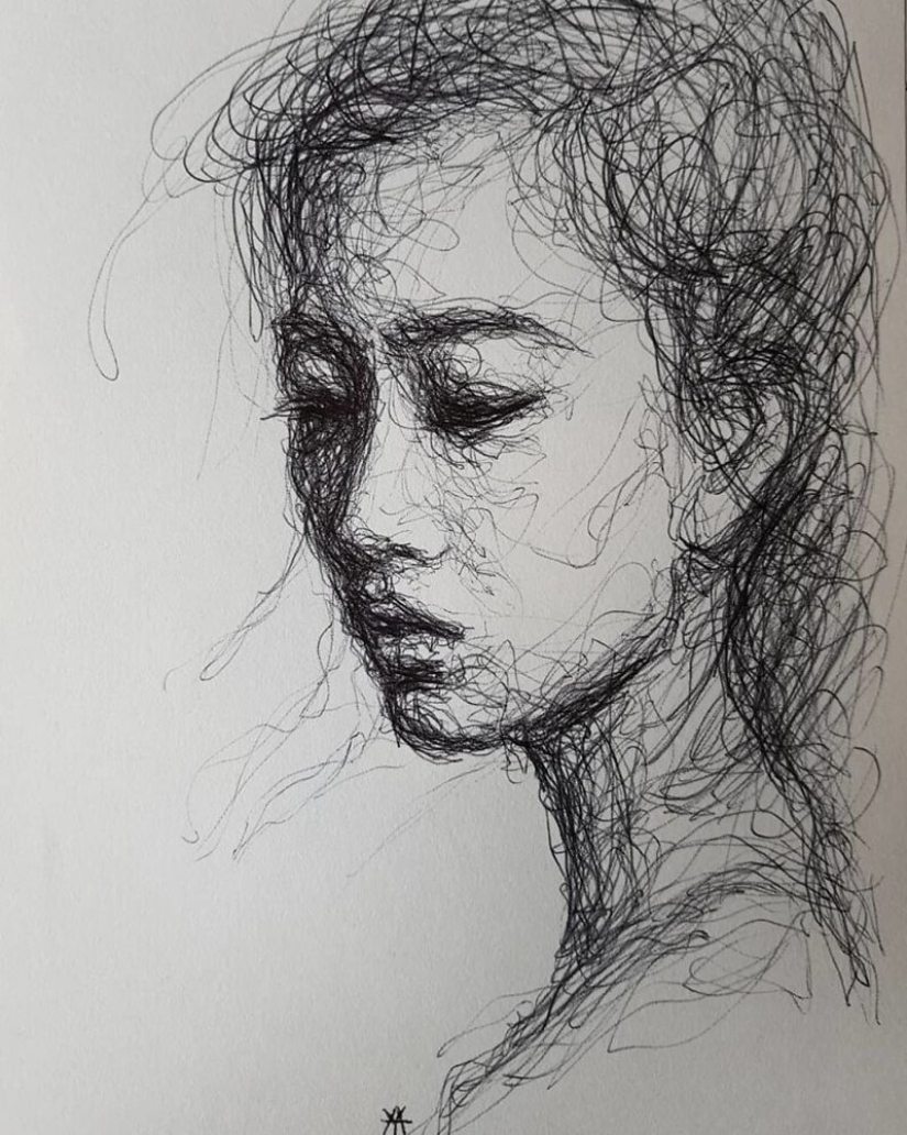 Doodle Liz Y Ahmet: artist creates unusual portraits of women from Karakul