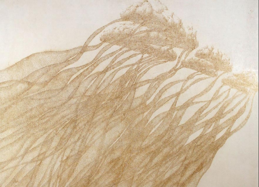 Dot art: the artist burns paper with incense sticks and creates incredible paintings