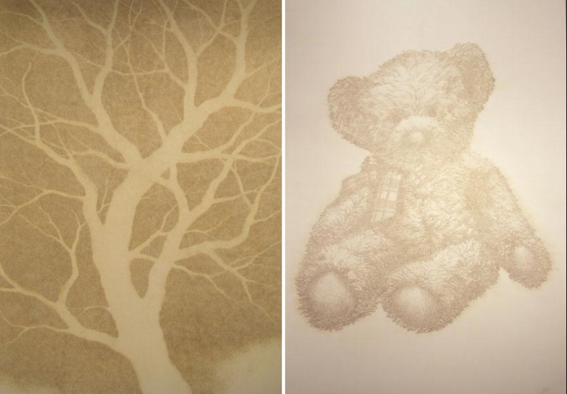 Dot art: the artist burns paper with incense sticks and creates incredible paintings