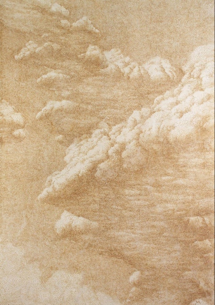 Dot art: the artist burns paper with incense sticks and creates incredible paintings
