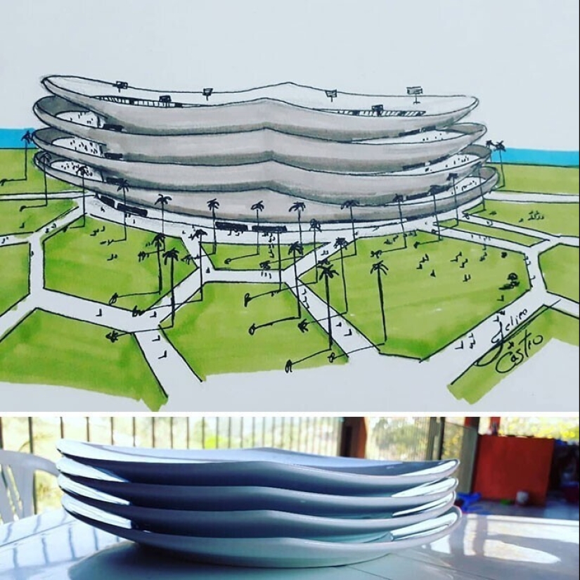 El arquitecto de Brasil atrae surrealista edificios inspirados por los objetos familiares