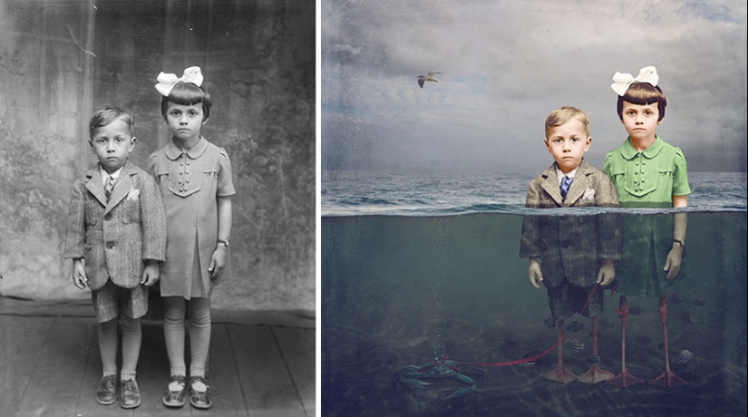El artista convierte fotografías antiguas en ilustraciones alucinantes