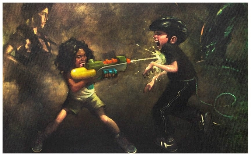 El artista Craig Davison y sus niños héroes