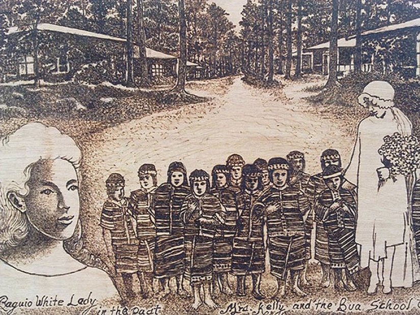 El artista dibuja con una lupa y la luz del sol El artista dibuja con una lupa y la luz del sol
