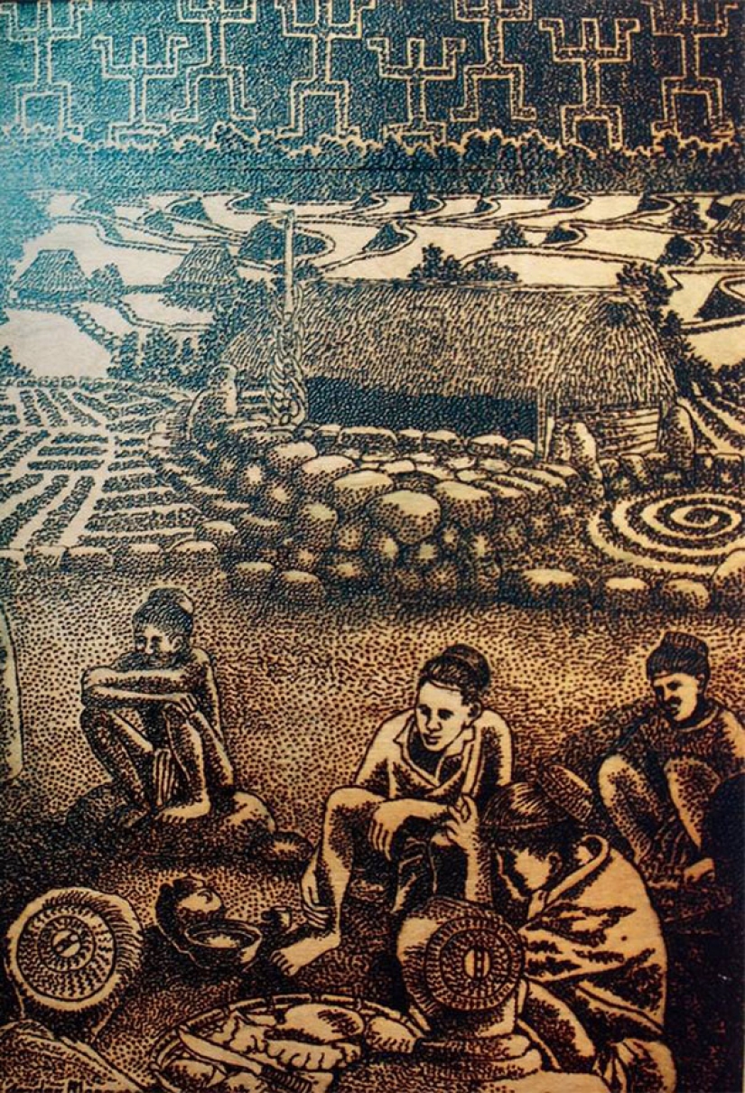 El artista dibuja con una lupa y la luz del sol El artista dibuja con una lupa y la luz del sol