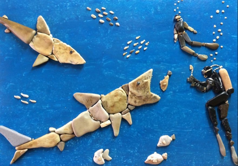El artista hace pinturas increíblemente realistas a partir de piedras encontradas en la playa
