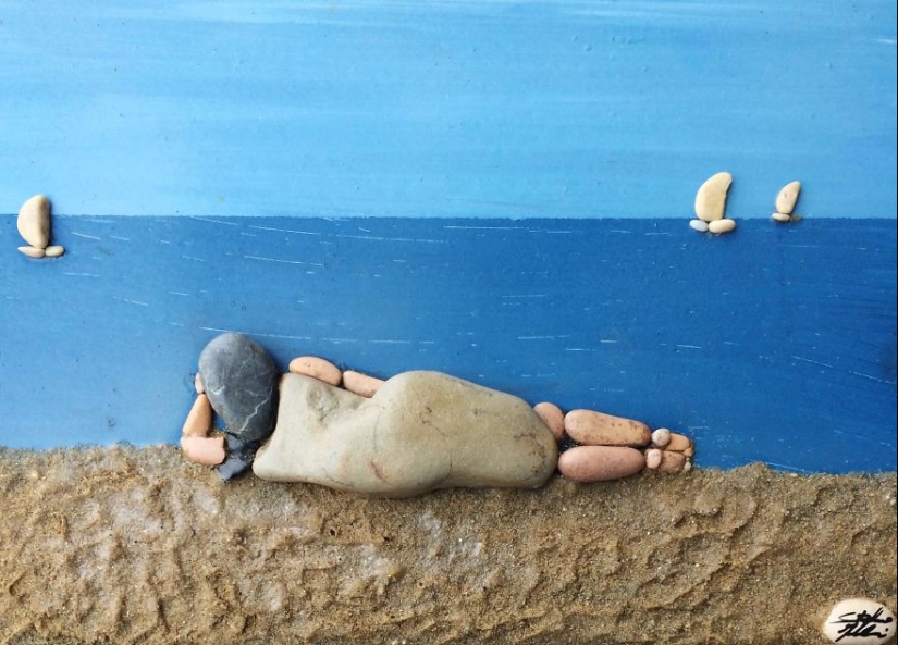 El artista hace pinturas increíblemente realistas a partir de piedras encontradas en la playa