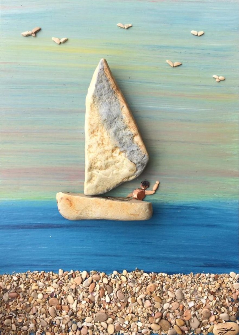 El artista hace pinturas increíblemente realistas a partir de piedras encontradas en la playa