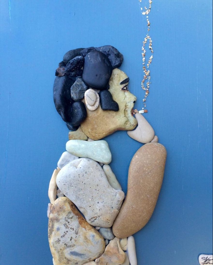 El artista hace pinturas increíblemente realistas a partir de piedras encontradas en la playa