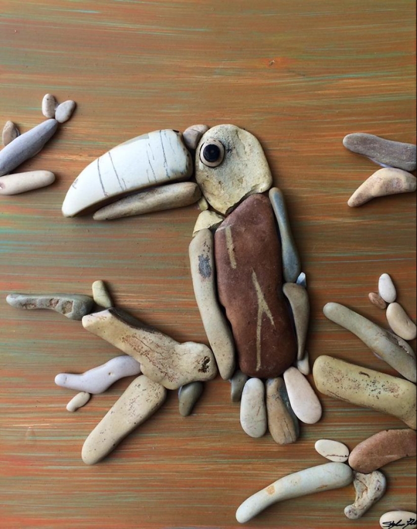 El artista hace pinturas increíblemente realistas a partir de piedras encontradas en la playa