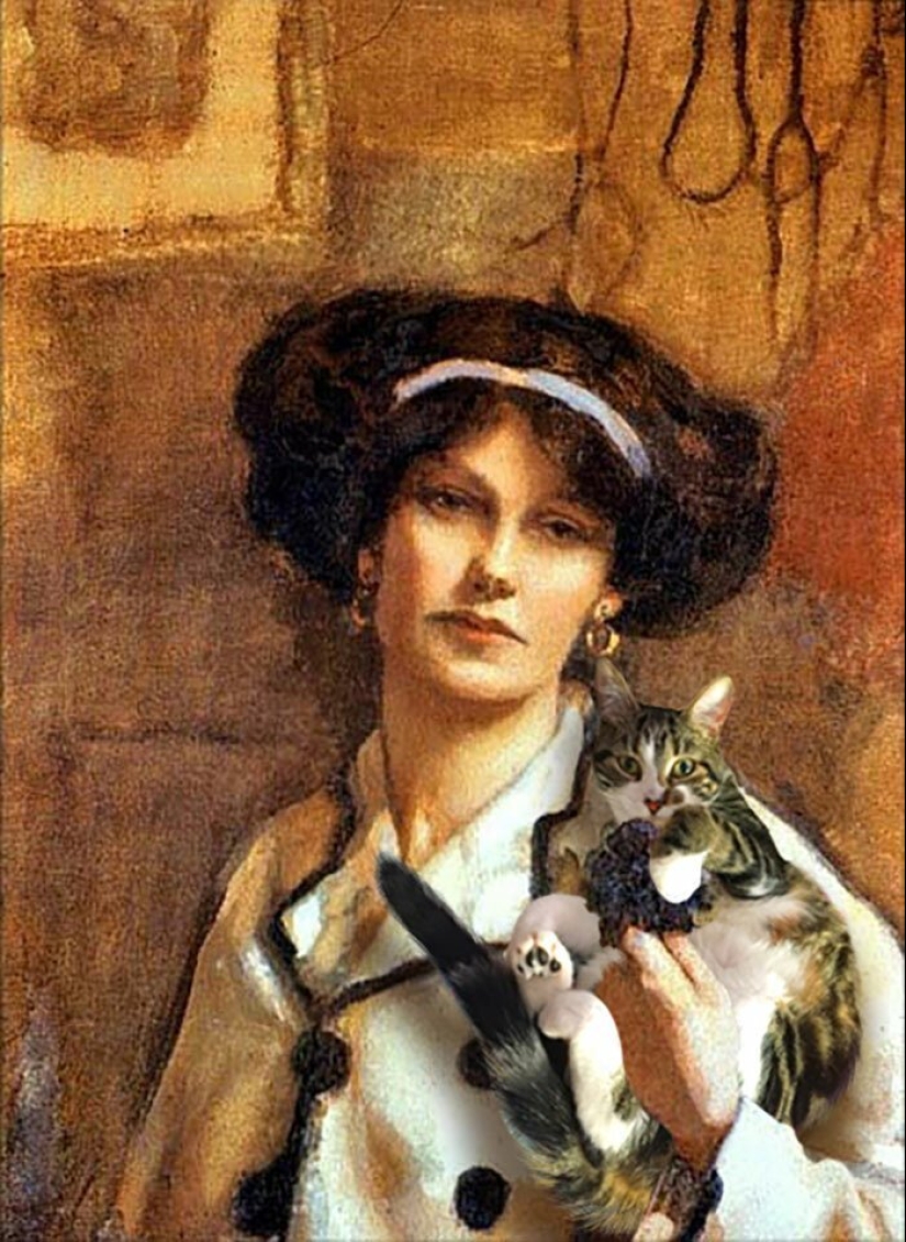 El artista hizo que las pinturas de los viejos maestros fueran aún mejores agregando gatos allí