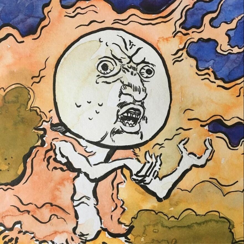 El artista recrea sus memes favoritos al estilo de estampados japoneses El artista recrea sus memes favoritos al estilo de estampados japoneses