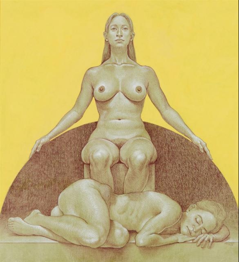 El doble significado de las pinturas de Michael Bergt de Orientales clásicos del Western surrealismo