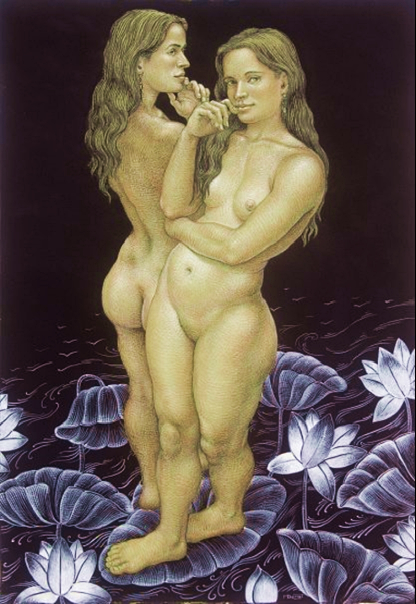El doble significado de las pinturas de Michael Bergt de Orientales clásicos del Western surrealismo