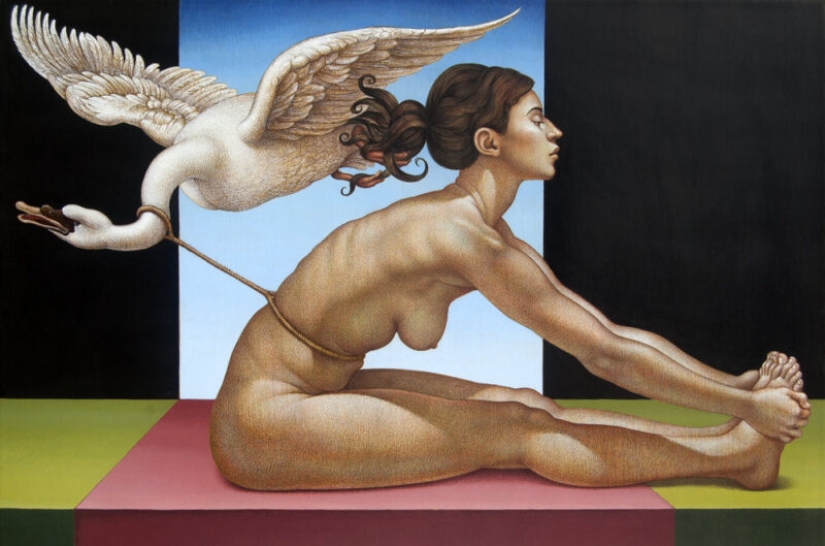 El doble significado de las pinturas de Michael Bergt de Orientales clásicos del Western surrealismo
