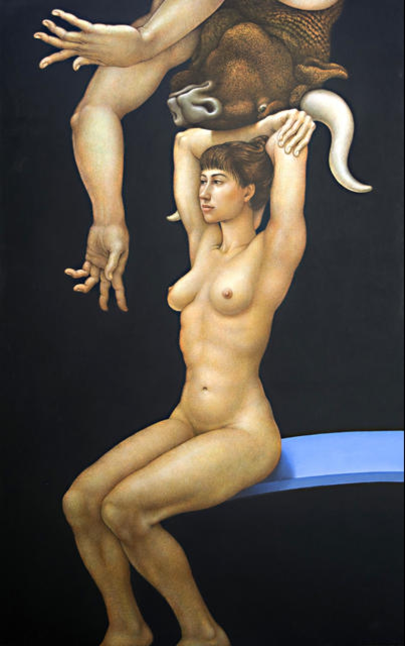El doble significado de las pinturas de Michael Bergt de Orientales clásicos del Western surrealismo