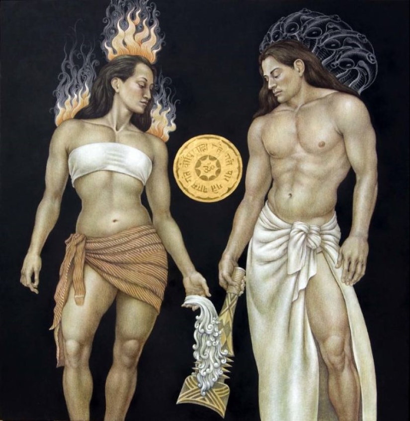 El doble significado de las pinturas de Michael Bergt de Orientales clásicos del Western surrealismo