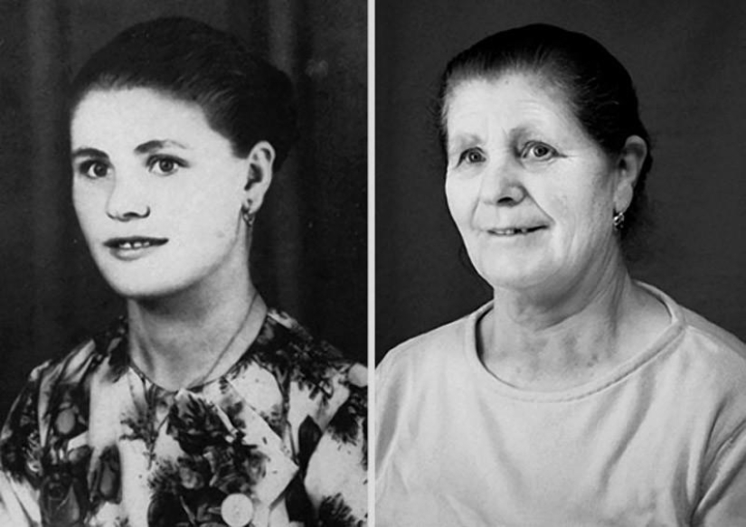 El inexorable paso del tiempo en los retratos de la serie " antes y después»