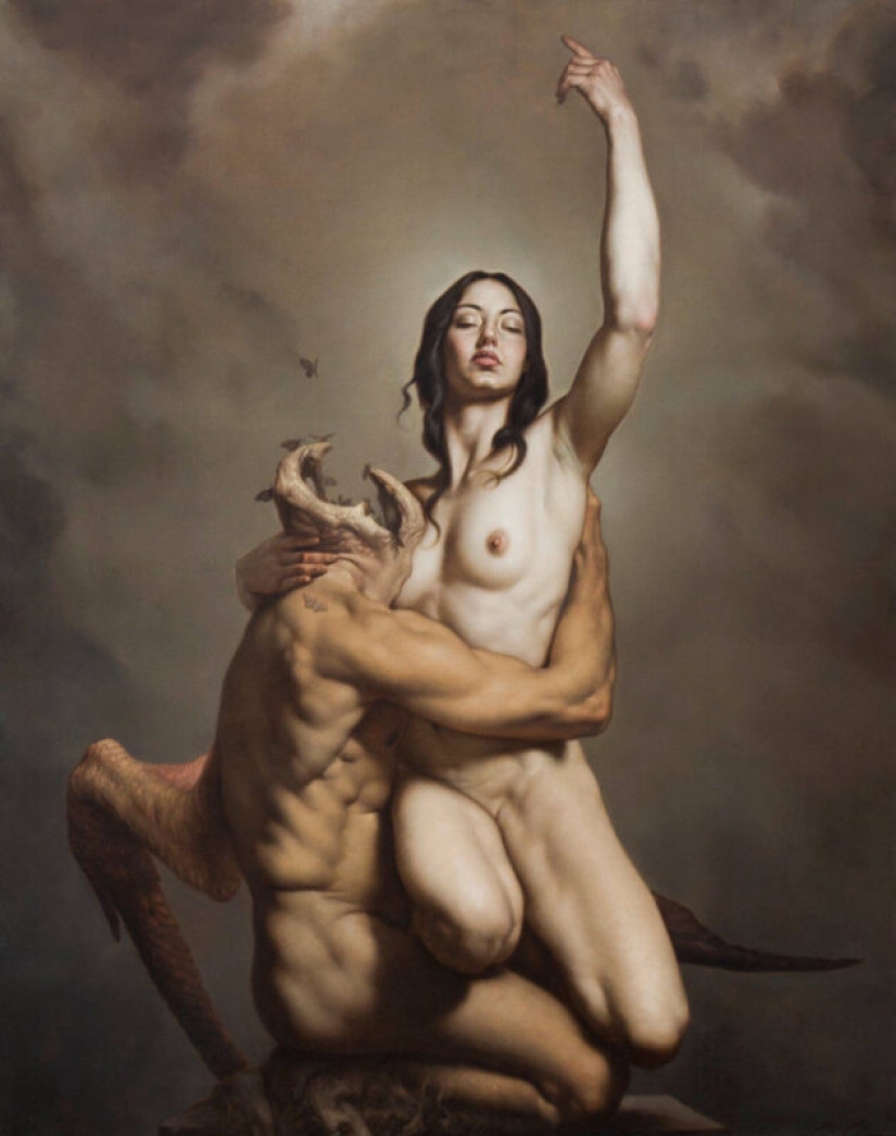 Erotismo oscuro en el estilo barroco del clásico moderno de la pintura Roberto Ferri