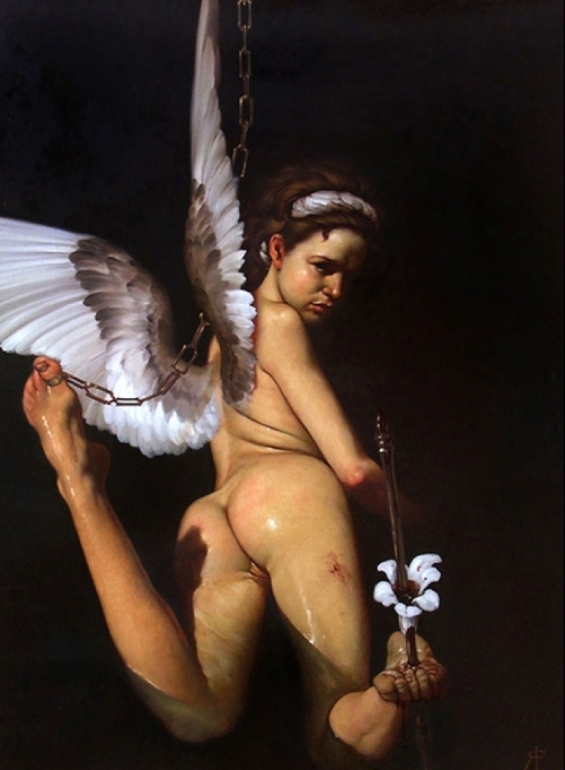 Erotismo oscuro en el estilo barroco del clásico moderno de la pintura Roberto Ferri