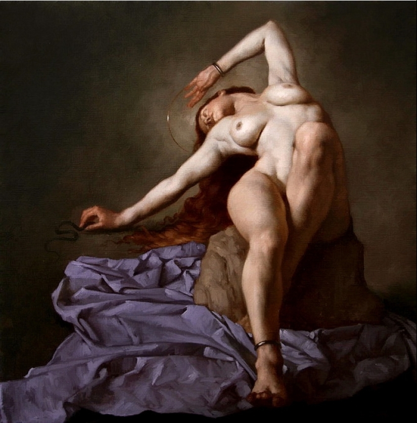 Erotismo oscuro en el estilo barroco del clásico moderno de la pintura Roberto Ferri