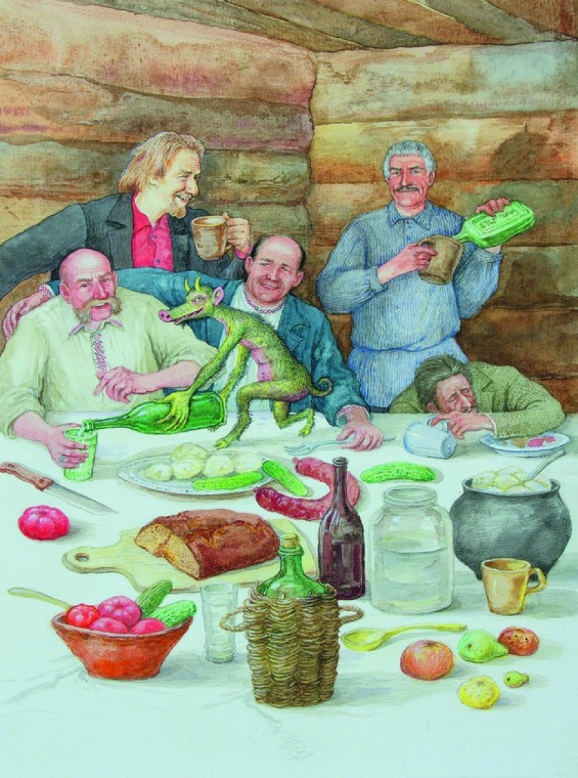 Espíritus malignos eslavos malos y buenos en las pinturas de Valery Slauk