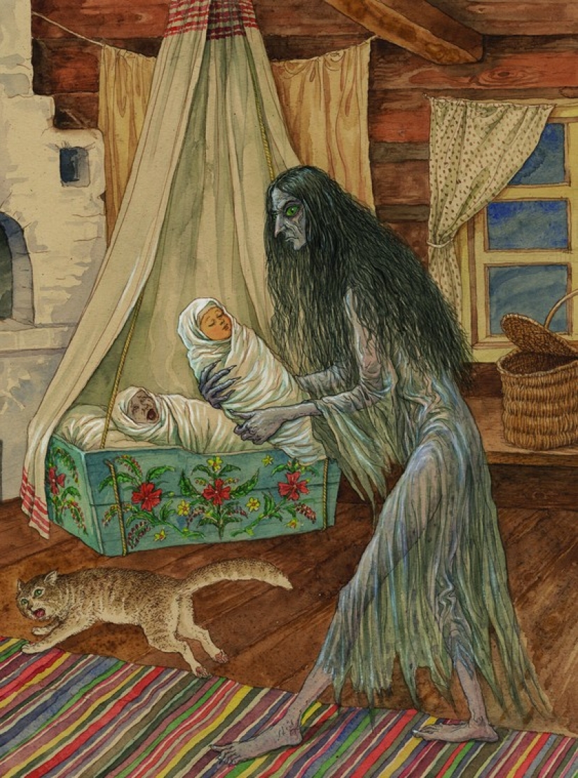 Espíritus malignos eslavos malos y buenos en las pinturas de Valery Slauk