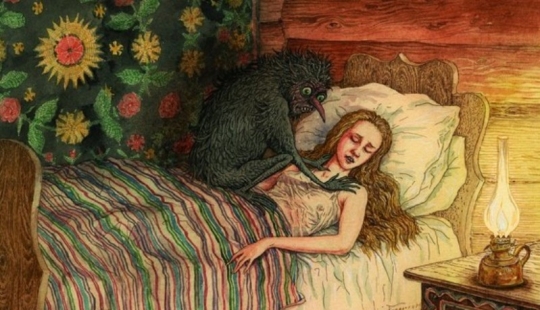 Espíritus malignos eslavos malos y buenos en las pinturas de Valery Slauk