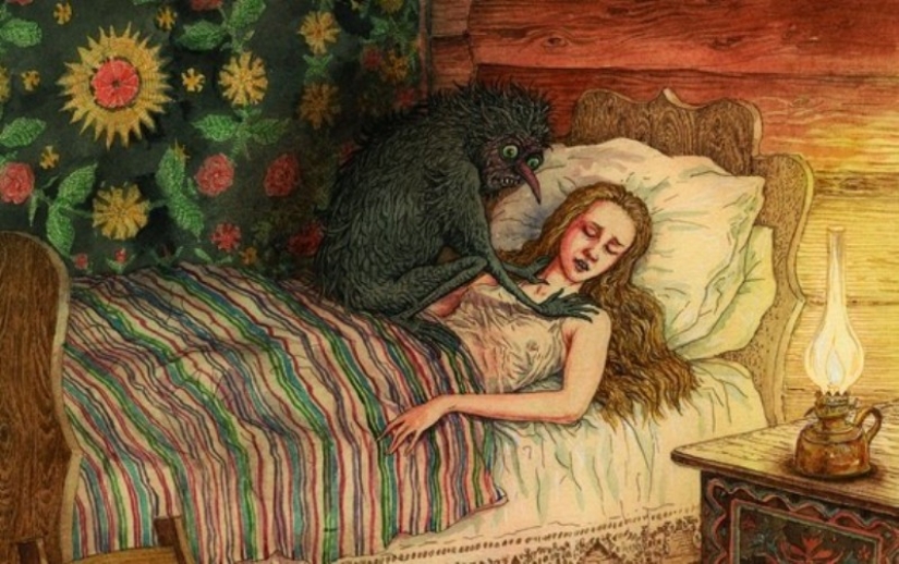 Evil and good Slavic evil spirits in the paintings of Valery Slauk