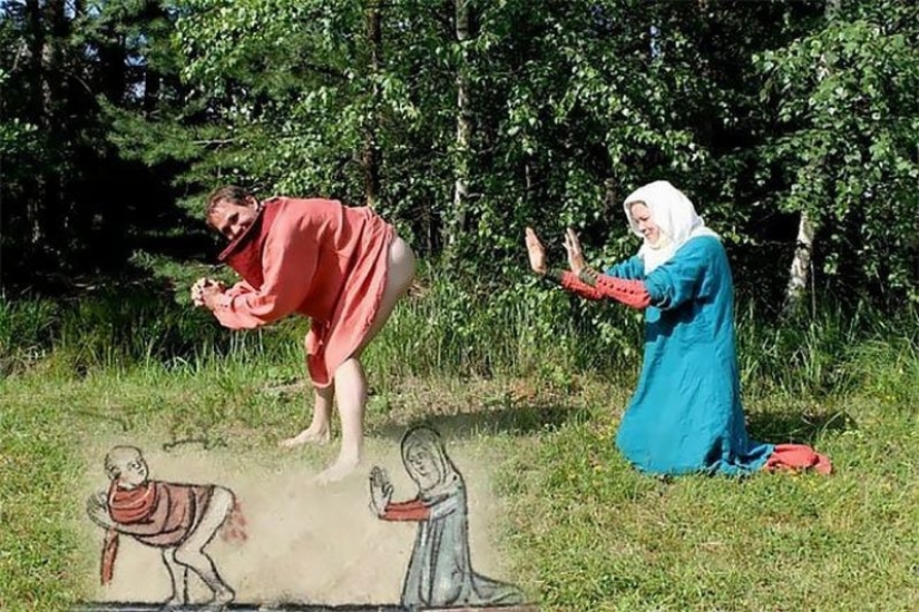 Extraño y divertido medieval reconstrucción dibujos