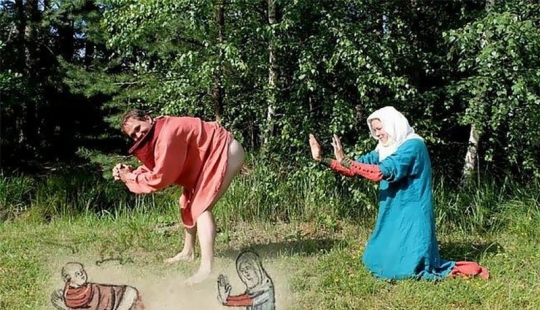 Extraño y divertido medieval reconstrucción dibujos