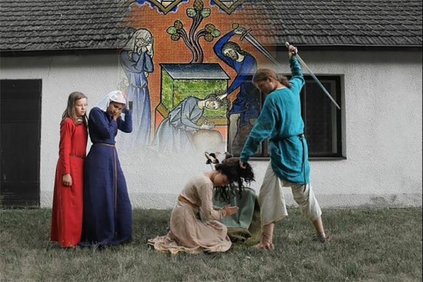 Extraño y divertido medieval reconstrucción dibujos