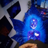 Fantastic worlds on dry maple leaves Fantastic worlds on dry maple leaves