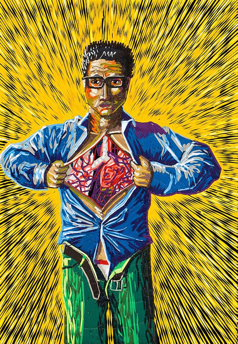 Federico Uribe and his shoelace paintings