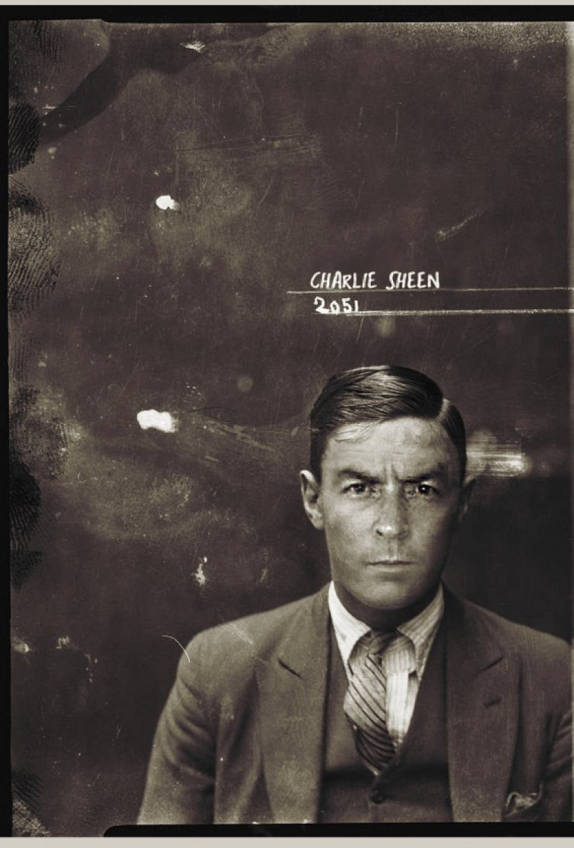 Fotos de celebridades en un estilo retro criminal