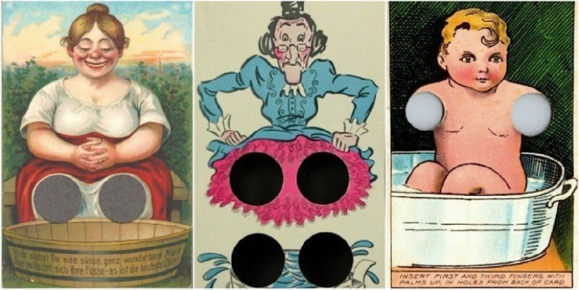 Fun from a century ago: Strange interactive Postcards with finger holes Fun from a century ago: Strange interactive Postcards with finger holes