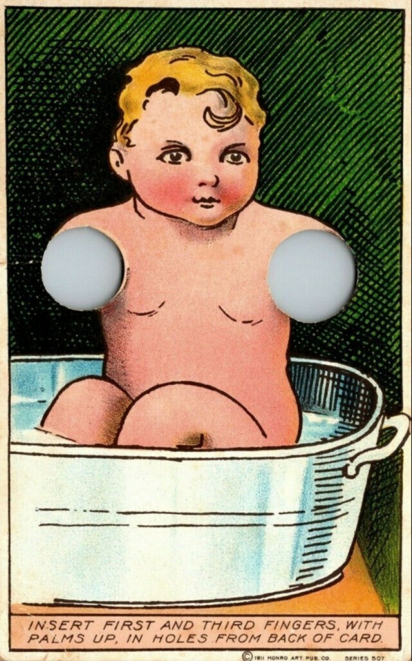 Fun from a century ago: Strange interactive Postcards with finger holes Fun from a century ago: Strange interactive Postcards with finger holes
