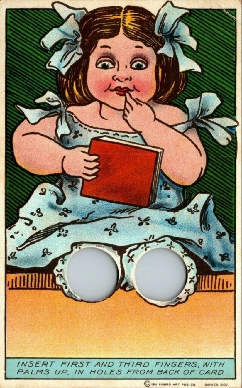 Fun from a century ago: Strange interactive Postcards with finger holes Fun from a century ago: Strange interactive Postcards with finger holes