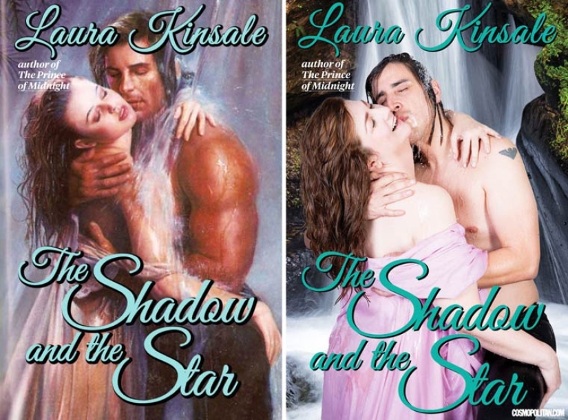 Funny recreation of romance novel covers by ordinary people