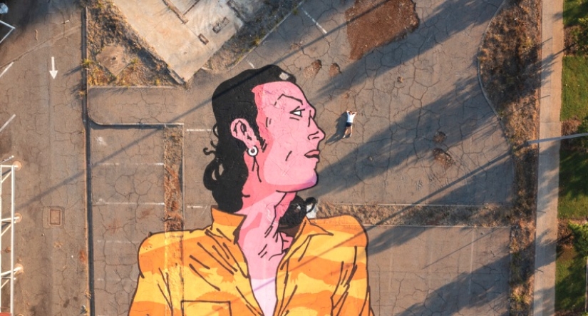 Giant murals on the ground by Australian Kitt Bennett